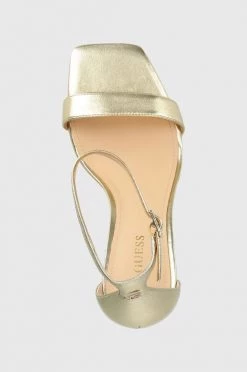 Γυναικεία Πέδιλα με τακούνι Δερμάτινα σανδάλια Guess Devon χρυσαφί -Guess Κατάστημα unnamed file 1159