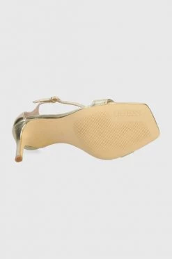 Γυναικεία Πέδιλα με τακούνι Δερμάτινα σανδάλια Guess Devon χρυσαφί -Guess Κατάστημα unnamed file 1160