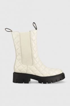 Γυναικεία Μποτάκια Δερμάτινες μπότες τσέλσι Guess Serlen χρώμα: μπεζ