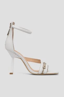 Γυναικεία Πέδιλα με τακούνι Δερμάτινα σανδάλια Guess Jeomie άσπρο