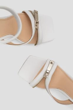 Γυναικεία Πέδιλα με τακούνι Δερμάτινα σανδάλια Guess Jeomie άσπρο -Guess Κατάστημα unnamed file 1464