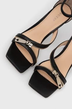 Γυναικεία Πέδιλα με τακούνι Δερμάτινα σανδάλια Guess Jeomie μαύρο -Guess Κατάστημα unnamed file 1469