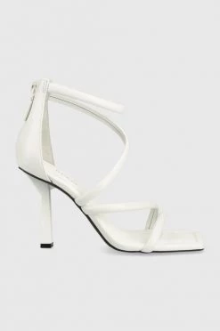 Γυναικεία Πέδιλα με τακούνι Δερμάτινα σανδάλια Guess Leance άσπρο