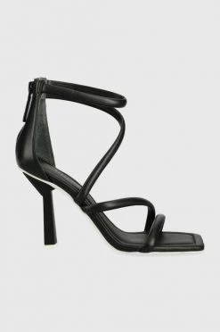 Γυναικεία Πέδιλα με τακούνι Δερμάτινα σανδάλια Guess Leance μαύρο