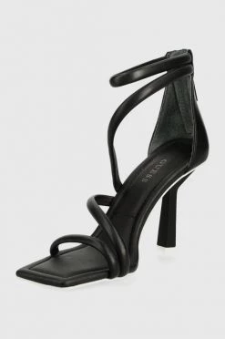 Γυναικεία Πέδιλα με τακούνι Δερμάτινα σανδάλια Guess Leance μαύρο -Guess Κατάστημα unnamed file 1742