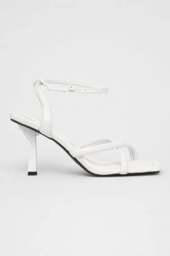 Γυναικεία Πέδιλα με τακούνι Δερμάτινα σανδάλια Guess Dezza άσπρο