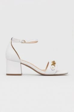 Γυναικεία Πέδιλα με τακούνι Δερμάτινα σανδάλια Guess Sara άσπρο
