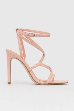 Γυναικεία Πέδιλα με τακούνι Δερμάτινα σανδάλια Guess Fennela πορτοκαλί