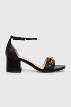 Γυναικεία Πέδιλα με τακούνι Δερμάτινα σανδάλια Guess Sara μαύρο