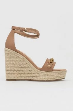Γυναικεία Πέδιλα με τακούνι Δερμάτινα σανδάλια Guess Wendy μπεζ