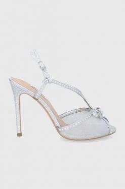 Γυναικεία Πέδιλα με τακούνι Σανδάλια Guess ασημί