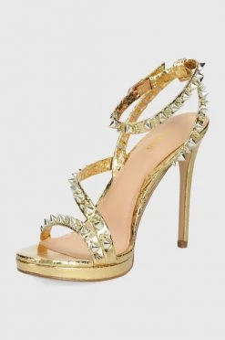 Γυναικεία Πέδιλα με τακούνι Ψηλοτάκουνα παπούτσια Guess Kaiha χρυσαφί -Guess Κατάστημα unnamed file 2375