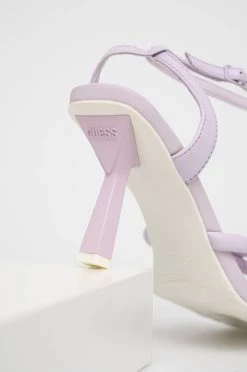 Γυναικεία Πέδιλα με τακούνι Δερμάτινα σανδάλια Guess Dezza μαύρο -Guess Κατάστημα unnamed file 2388