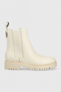 Γυναικεία Μποτάκια Δερμάτινες μπότες τσέλσι Guess Oakess χρώμα: μπεζ