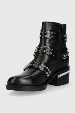 Γυναικεία Μποτάκια Δερμάτινες μπότες Guess Fifii χρώμα: μαύρο -Guess Κατάστημα unnamed file 719